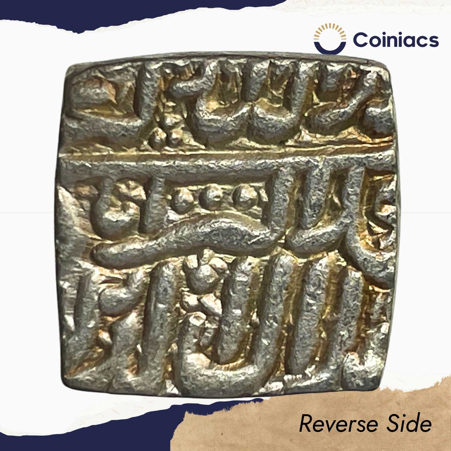 One Rupee Mughal Emperor Jalal-ud-Din Muhammad Akbar (Reign 1556-1605 CE) (Square Rupee) Silver Rupee, Mughal Empire, XF+. - Image 3