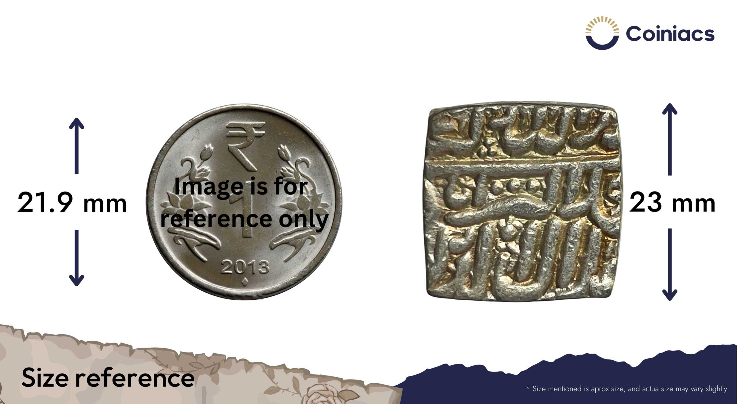 One Rupee Mughal Emperor Jalal-ud-Din Muhammad Akbar (Reign 1556-1605 CE) (Square Rupee) Silver Rupee, Mughal Empire, XF+. - Image 4