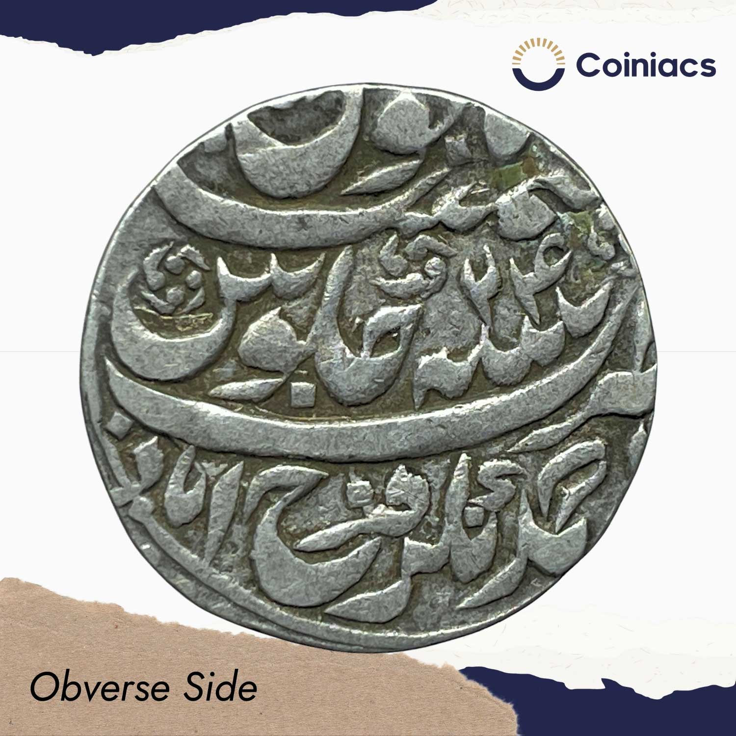 One Rupee Shah Allam II Bangash Nawab RY 24 1197 AH (1782-83 CE) Silver Coin, Princely State of Farrukhabad Bangash Nawabs, XF - Image 2