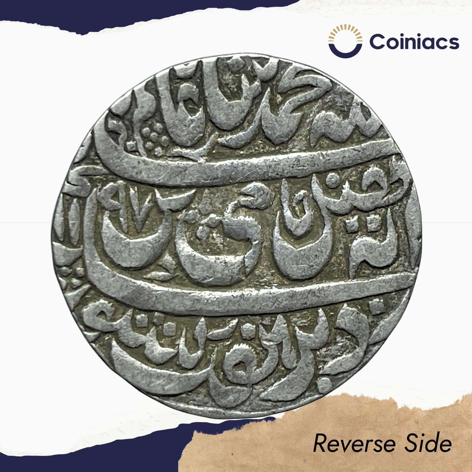 One Rupee Shah Allam II Bangash Nawab RY 24 1197 AH (1782-83 CE) Silver Coin, Princely State of Farrukhabad Bangash Nawabs, XF - Image 3