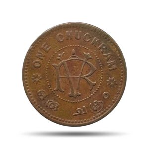 Scarce One Fanam Moolam Thirunal Rama Varma VI ND (1906-1935) Copper Coin, Princely State of Travancore, Collectible.