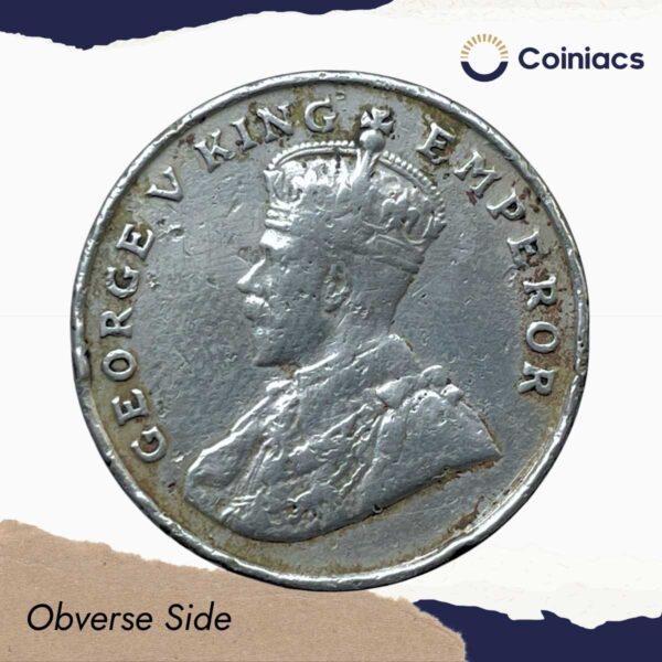 Rare 8 Annas George V King Emperor 1919 Bombay Mint Cupro-Nickel Coin, British India Uniform Coinage, Collectible. - Image 2