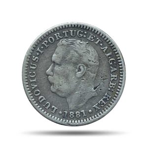 Quarto De Rupia (1/4 Rupia) Luiz I 1881 CE Silver Coin, Portuguese India (India Portugueza), Collectible