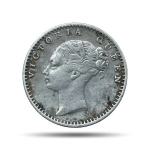 Scarce 1/4 Rupee Victoria Queen Continuous Legend 1840 CE (OBV-C, REV-II) 20 Berries Madras Mint Silver Coin, British India Uniform Coinage, Collectible.