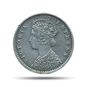 2 Annas Victoria Empress 1901 Calcutta Mint 'C' incuse (Obv B, Rev II) Silver Coin, British India Uniform Coinage, Collectable.