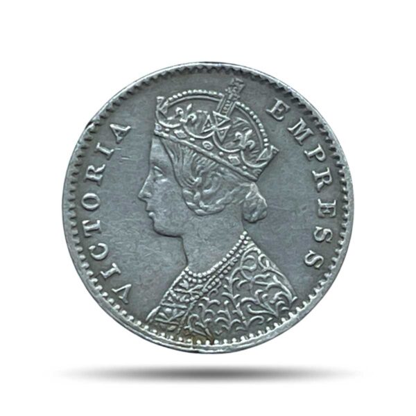 2 Annas Victoria Empress 1901 Calcutta Mint 'C' incuse (Obv B, Rev II) Silver Coin, British India Uniform Coinage, Collectable.