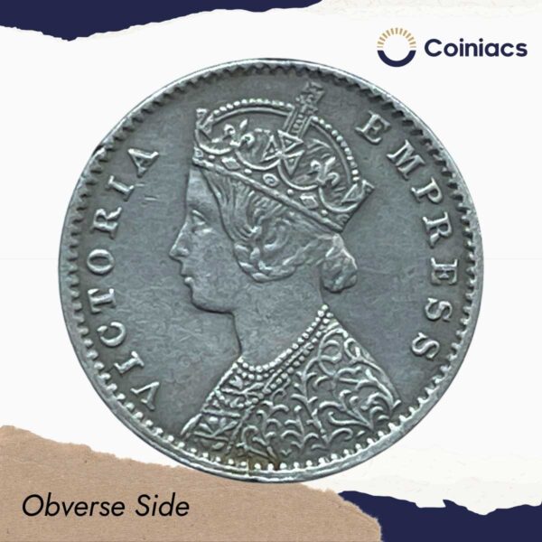 2 Annas Victoria Empress 1901 Calcutta Mint 'C' incuse (Obv B, Rev II) Silver Coin, British India Uniform Coinage, Collectable. - Image 2