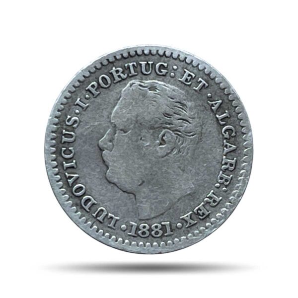Oitavo De Rupia (1/8 Rupia) Luiz I 1881 CE Silver Coin, Portuguese India (India Portugueza), Collectible.