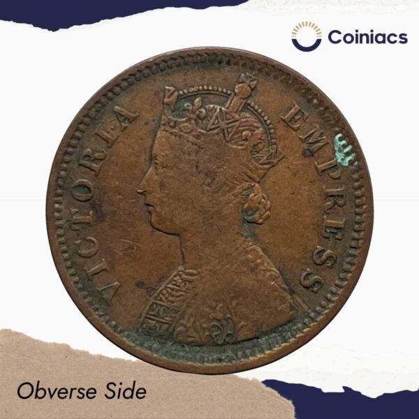 1/2 Pice Victoria Empress (Ganga Singh) 1894 Copper Coin, Princely State of Bikanir, Collectible. - Image 2