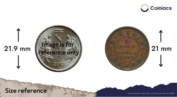 1/2 Pice Victoria Empress (Ganga Singh) 1894 Copper Coin, Princely State of Bikanir, Collectible. - Image 4
