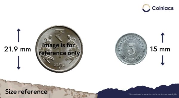 5 Cents Victoria Queen 1895 Royal Mint Silver Foreign Coin, Straits Settlements (Part of Present day Malaysia), Collectible. - Image 4