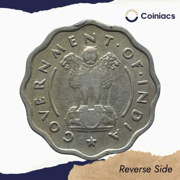 One Anna Bull 1954 Bombay Mint Copper-Nickel Coin, Republic India Anna Series, Collectible. - Image 3