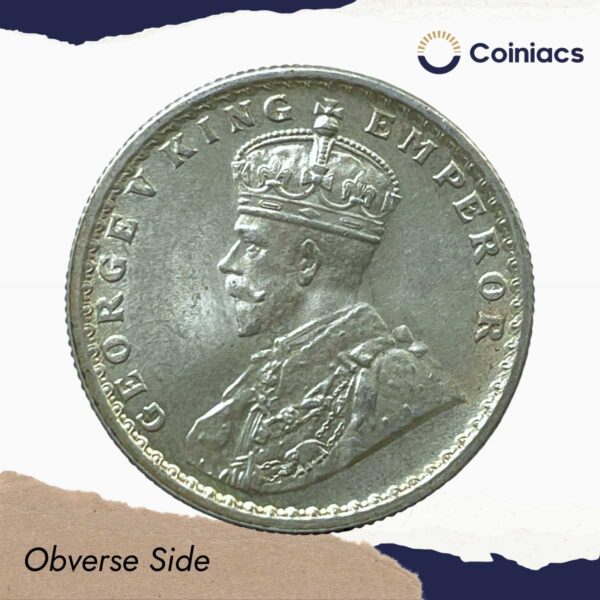 Half Rupee George V King Emperor 1936 Calcutta Mint Silver Coin, British India Uniform Coinage, UNC. - Image 2