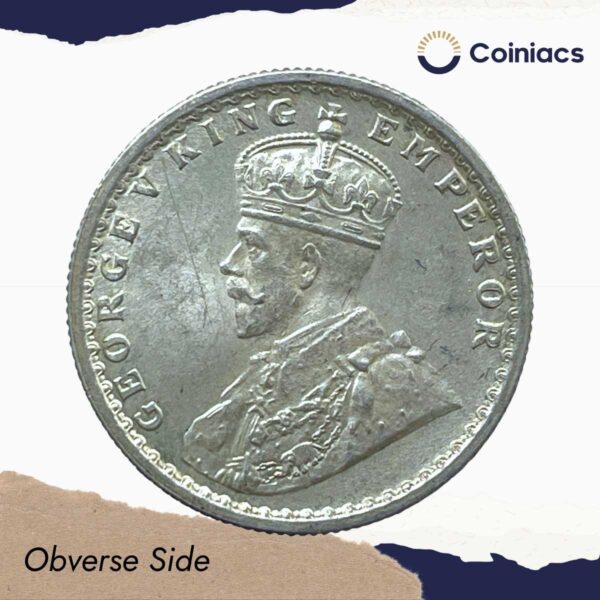 Half Rupee George V King Emperor 1936 Calcutta Mint Silver Coin, British India Uniform Coinage, UNC. - Image 2