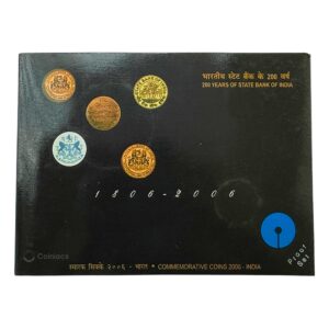 Rare Proof SET of 200 Years of State Bank India (SBI) (1806-2006) 100 Rupees & 5 Rupees Calcutta Mint Commemorative Coins, Republic India Decimal Series, Proof.
