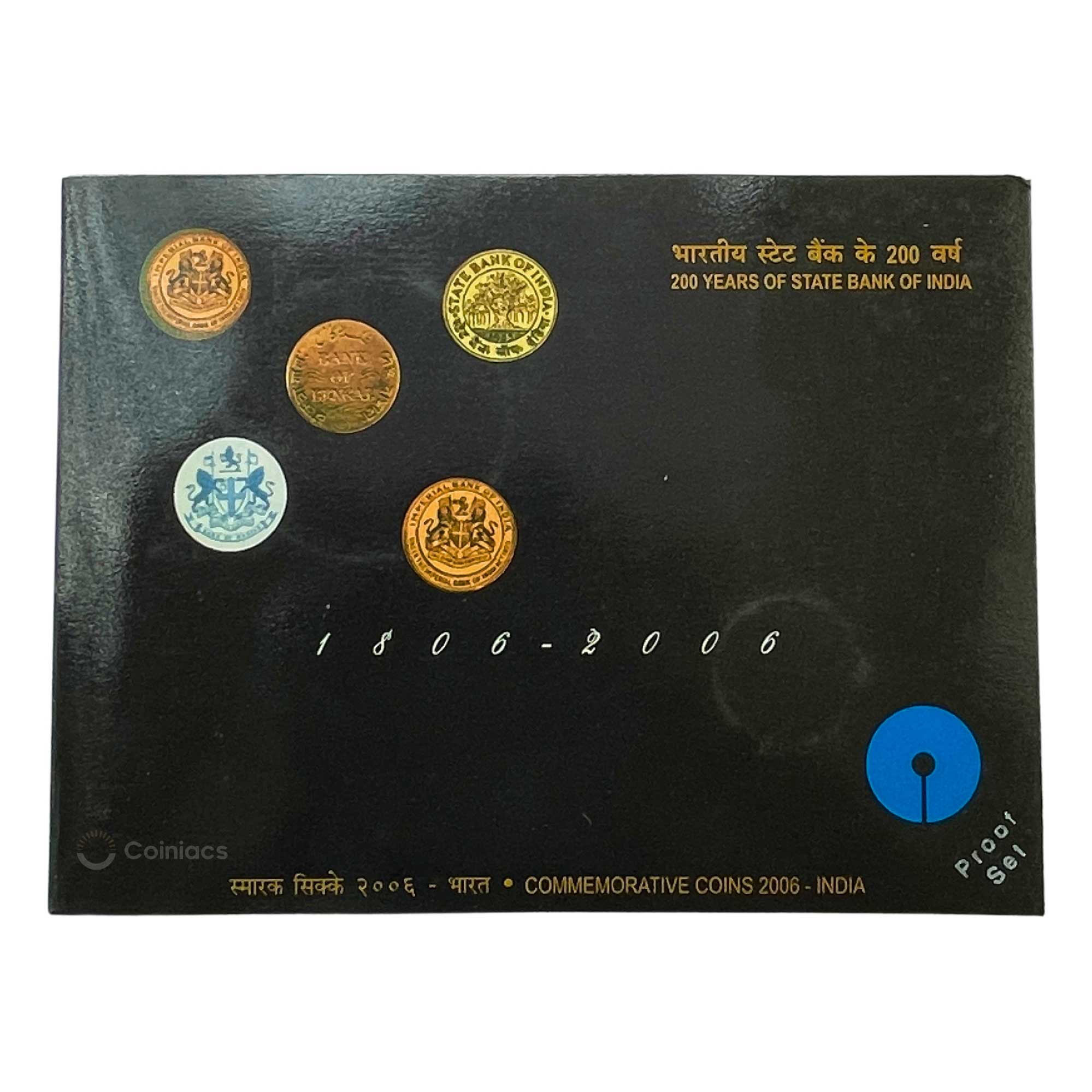 Rare Proof SET of 200 Years of State Bank India (SBI) (1806-2006) 100 Rupees & 5 Rupees Calcutta Mint Commemorative Coins, Republic India Decimal Series, Proof.