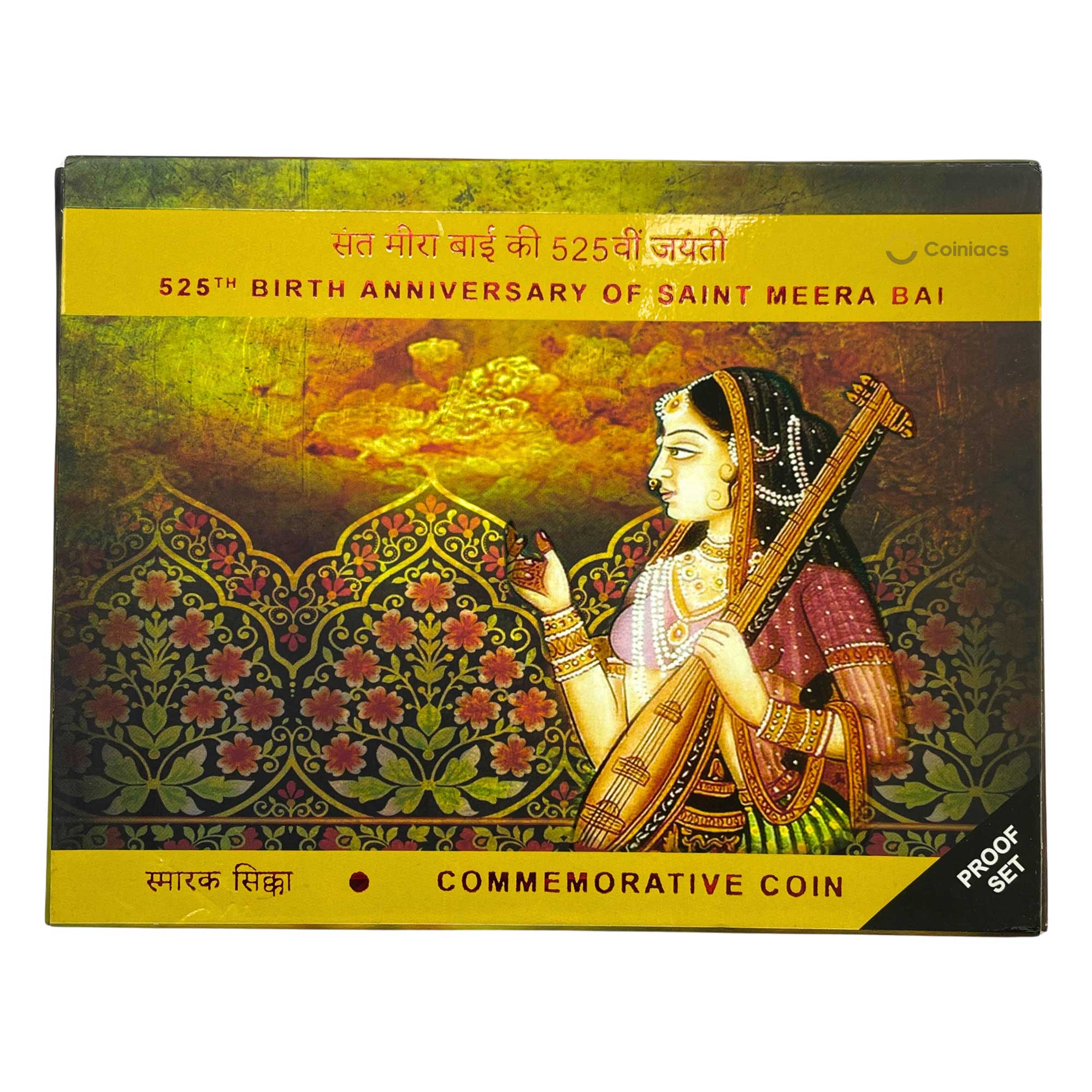 Rare Proof SET of 525th Birth Anniversary of Saint Meera Bai (1498-2023) 525 Rupees Calcutta Mint Silver Commemorative Coin, Republic India Decimal Series, Proof.