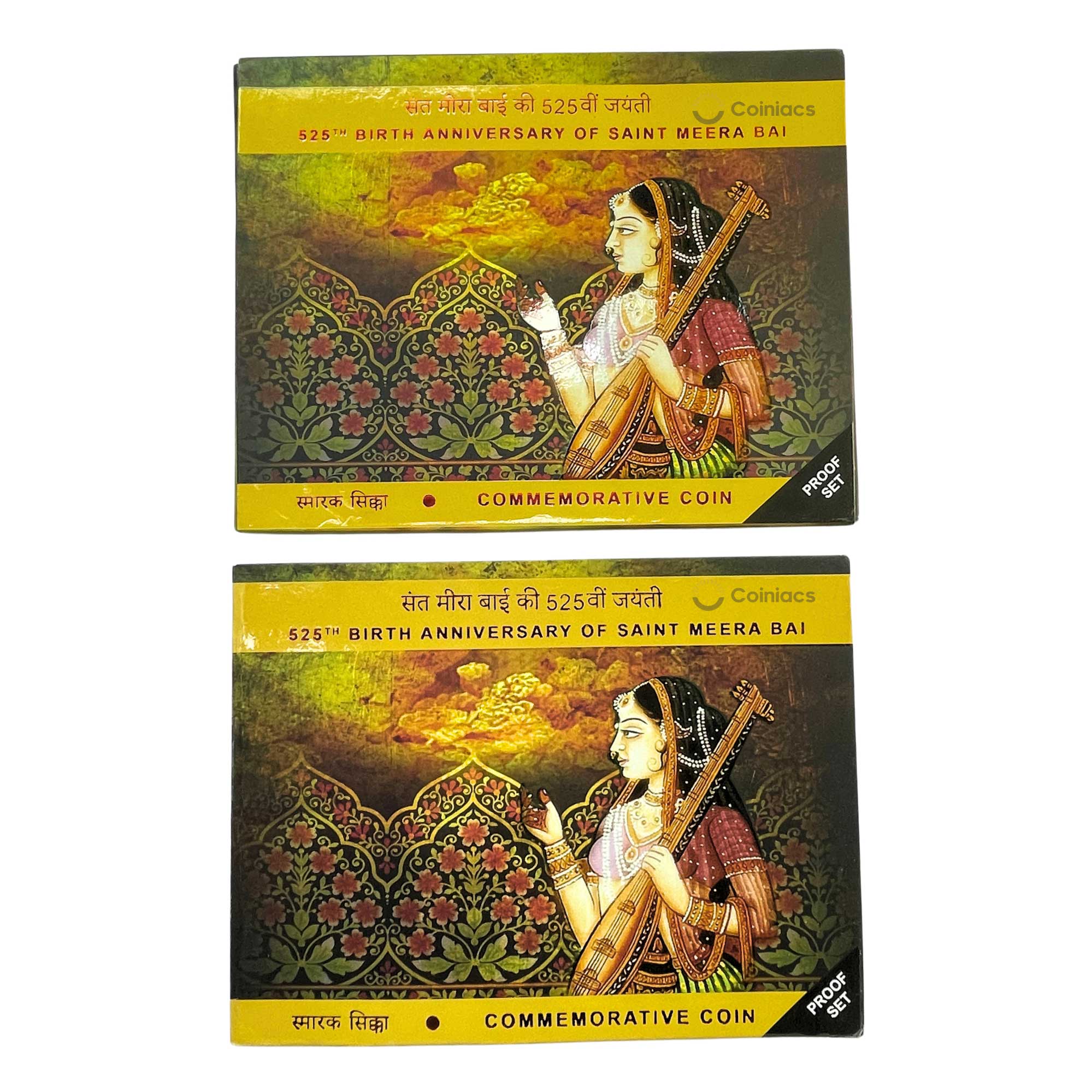 Rare Proof SET of 525th Birth Anniversary of Saint Meera Bai (1498-2023) 525 Rupees Calcutta Mint Silver Commemorative Coin, Republic India Decimal Series, Proof. - Image 3