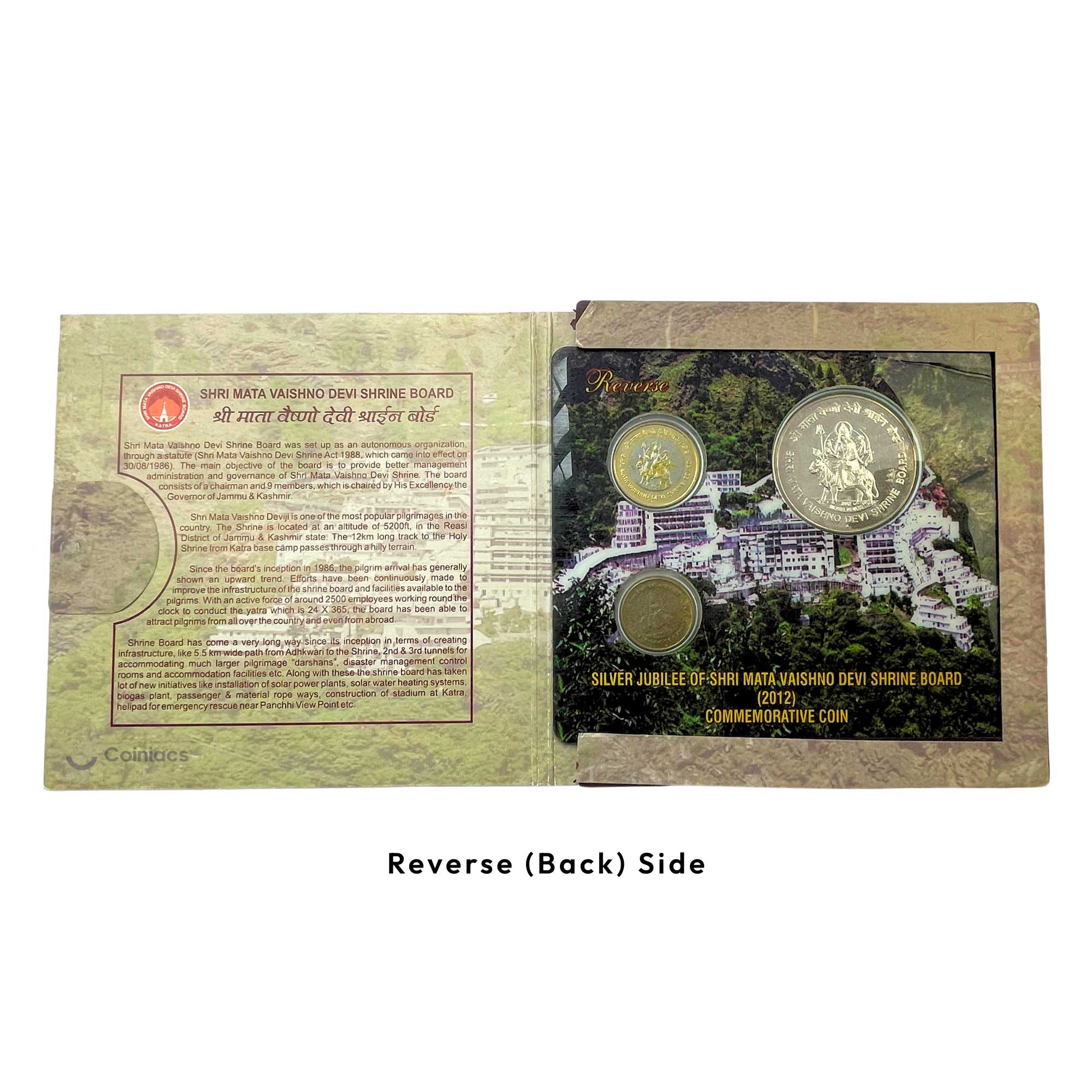 Rare UNC SET of Silver Jubilee of Shri Mata Vaishno Devi Shrine Board 2012 (25, 10 & 5 Rupees) Bombay Mint Commemorative Coins, Republic India Decimal Series, UNC - Image 5