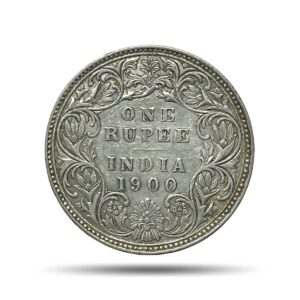 One Rupee Victoria Empress 1900 Bombay Mint 'B' incuse Silver Coin, British India Uniform Coinage, Collectible.