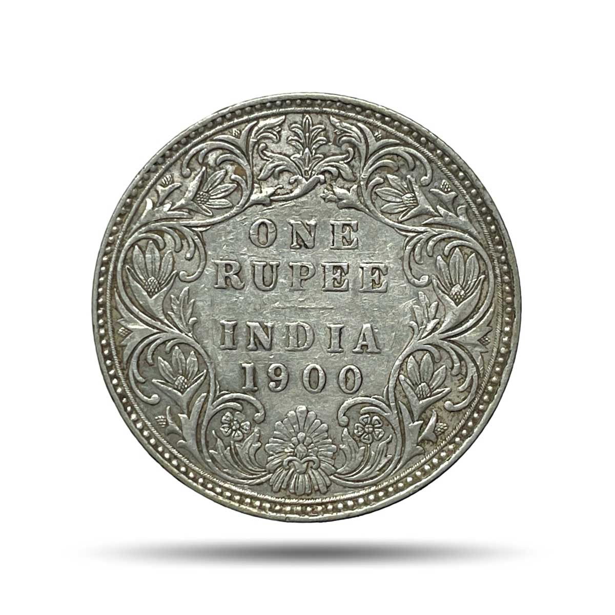 One Rupee Victoria Empress 1900 Bombay Mint 'B' incuse Silver Coin, British India Uniform Coinage, Collectible.