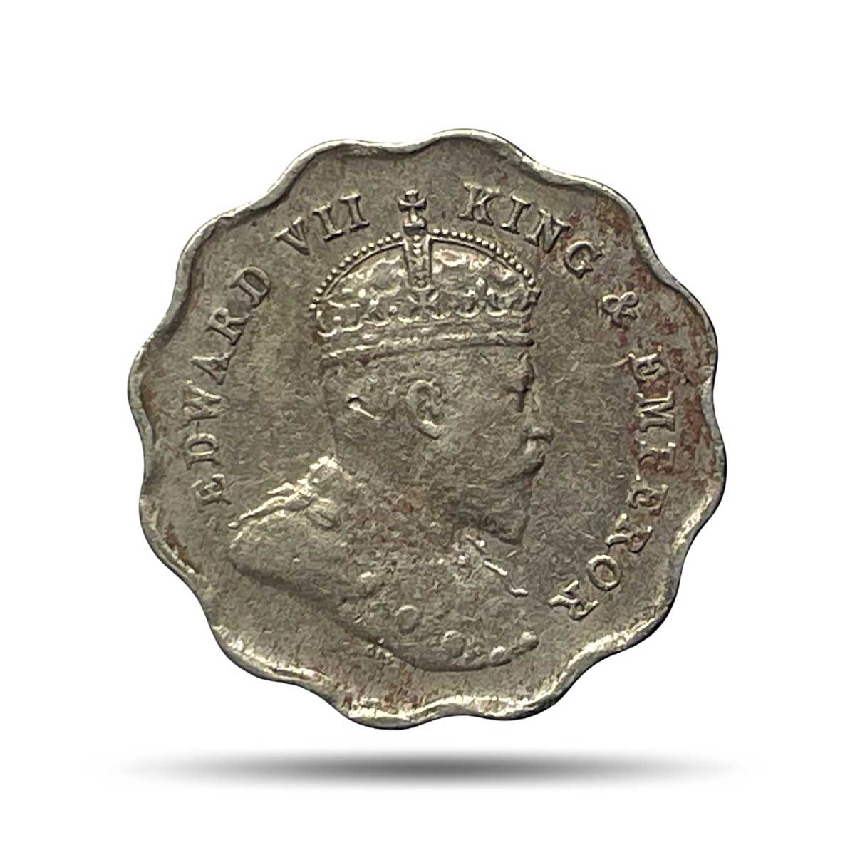 Scarce 1 Anna Edward VII King & Emperor 1908 Bombay Mint Copper-Nickel Coin, British India Uniform Coinage, Collectible.