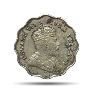 Scarce 1 Anna Edward VII King & Emperor 1909 Bombay Mint Copper-Nickel Coin, British India Uniform Coinage, Collectible.