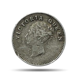 Two Annas Victoria Queen Continous Legend 1841 CE Silver Coin, British India Uniform Coinage, Collectible.