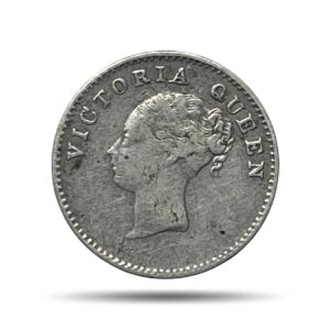 Two Annas Victoria Queen Continous Legend 1841 CE Silver Coin, British India Uniform Coinage, Collectible.