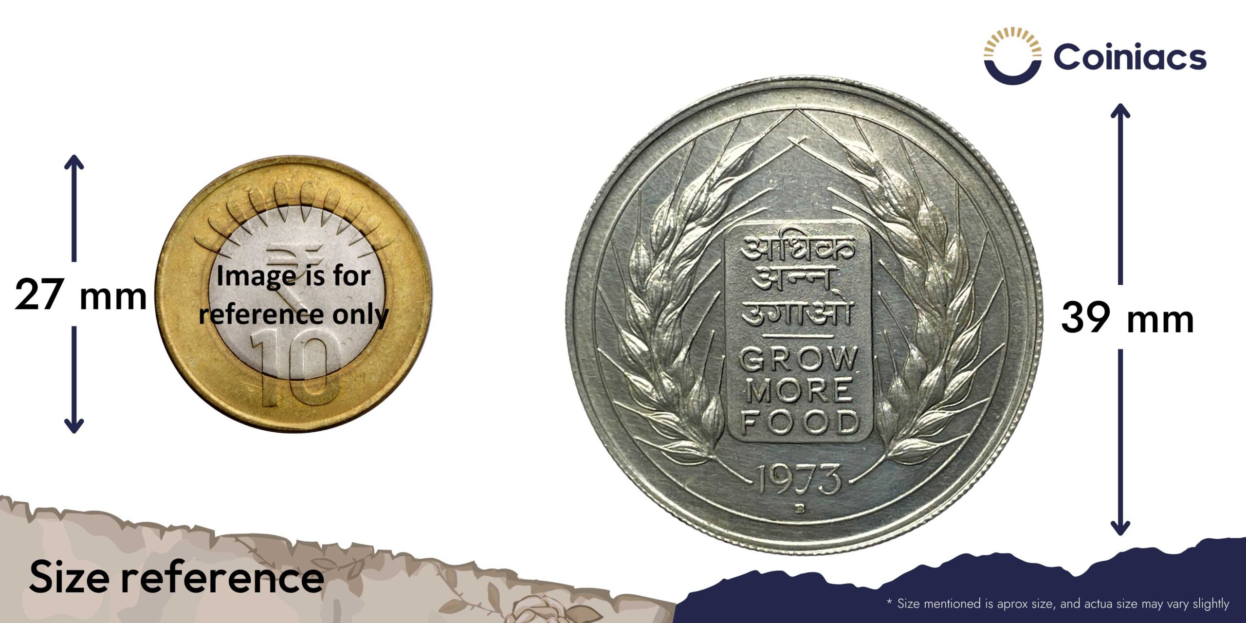 Proof 10 Rupees Grow More Food 1973 Mumbai Mint 'B' Commemorative Silver Coin, Republic India, Proof. - Image 4