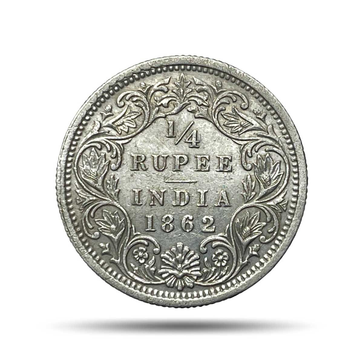 1/4 Rupee Victoria Queen 1862 Silver Coin, British India Uniform Coinage, Collectable.