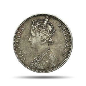 Scarce One Rupee Ganga Singh Bahadur in the name of Victoria Empress 1892 CE Silver coin, Princely State of Bikanir, Collectible.