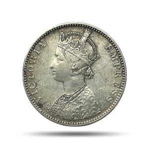 Scarce One Rupee Ganga Singh Bahadur in the name of Victoria Empress 1892 CE Silver coin, Princely State of Bikanir, Collectible.