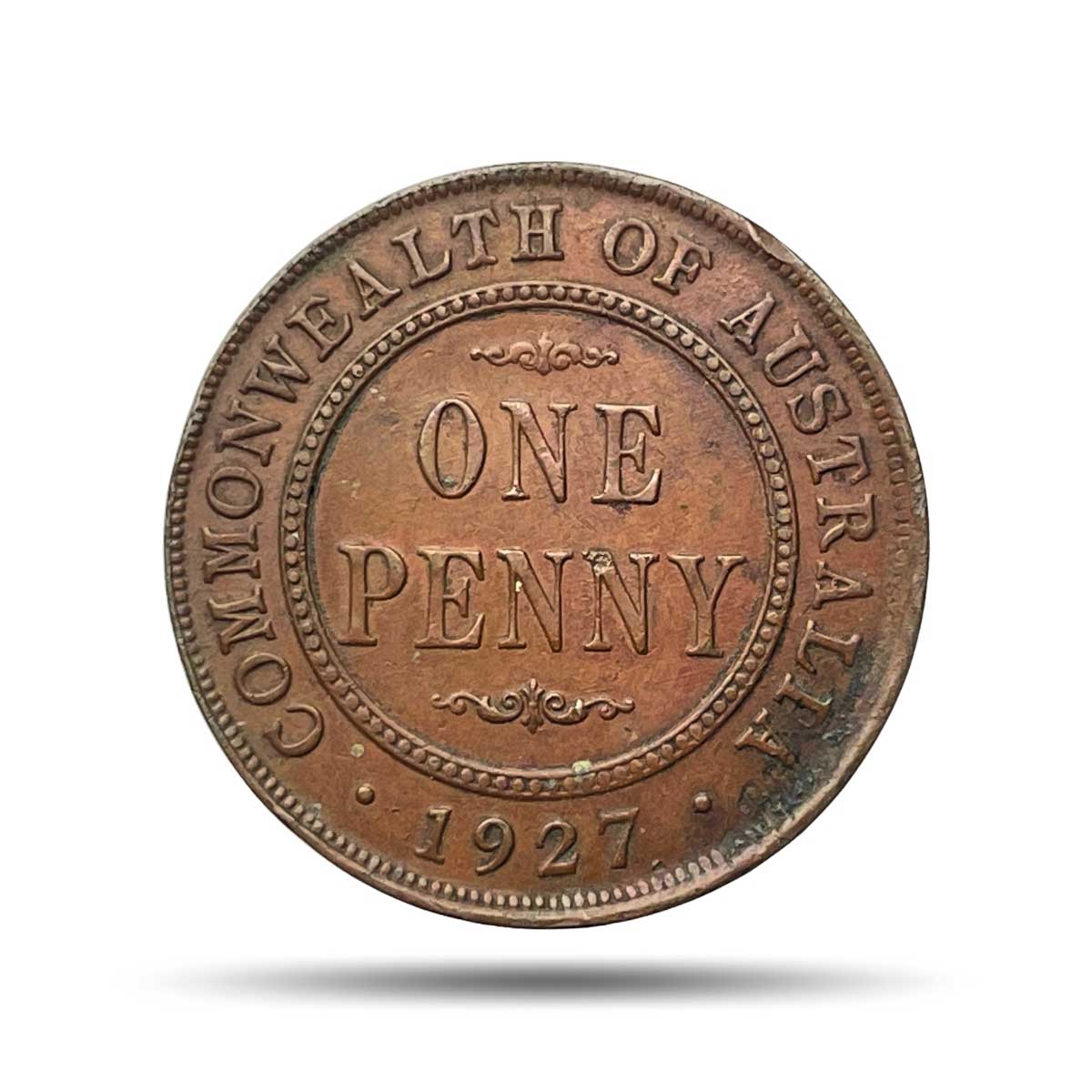 1 Penny George V 1927 Bronze Coin, Australia, Collectible.