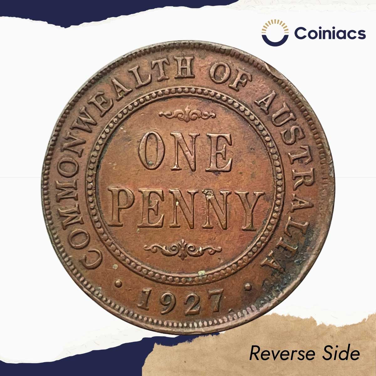 1 Penny George V 1927 Bronze Coin, Australia, Collectible. - Image 3