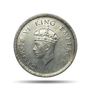 Scarce Half Rupee George VI King Emperor 1939 Silver Coin, British India Uniform Coinage, AUNC.
