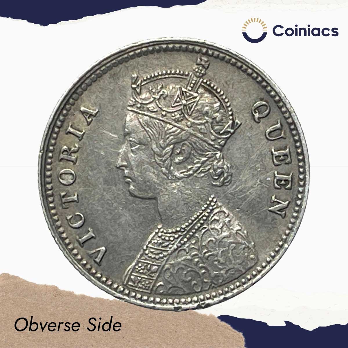 1/4 Rupee Victoria Queen 1862 Silver Coin, British India Uniform Coinage, Collectable. - Image 2