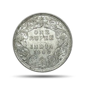 One Rupee Victoria Empress 1900 'B' Incuse Bombay Mint Silver Coin, British India Uniform Coinage, AUNC.