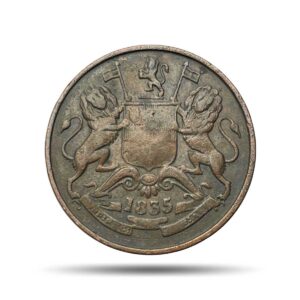 Half Anna East India Company 1835 Copper Coin, British India Uniform Coinage, Collectible.