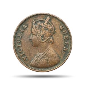 Quarter Anna Victoria Queen 1862 Copper Coin, British India Uniform Coinage, Collectible.