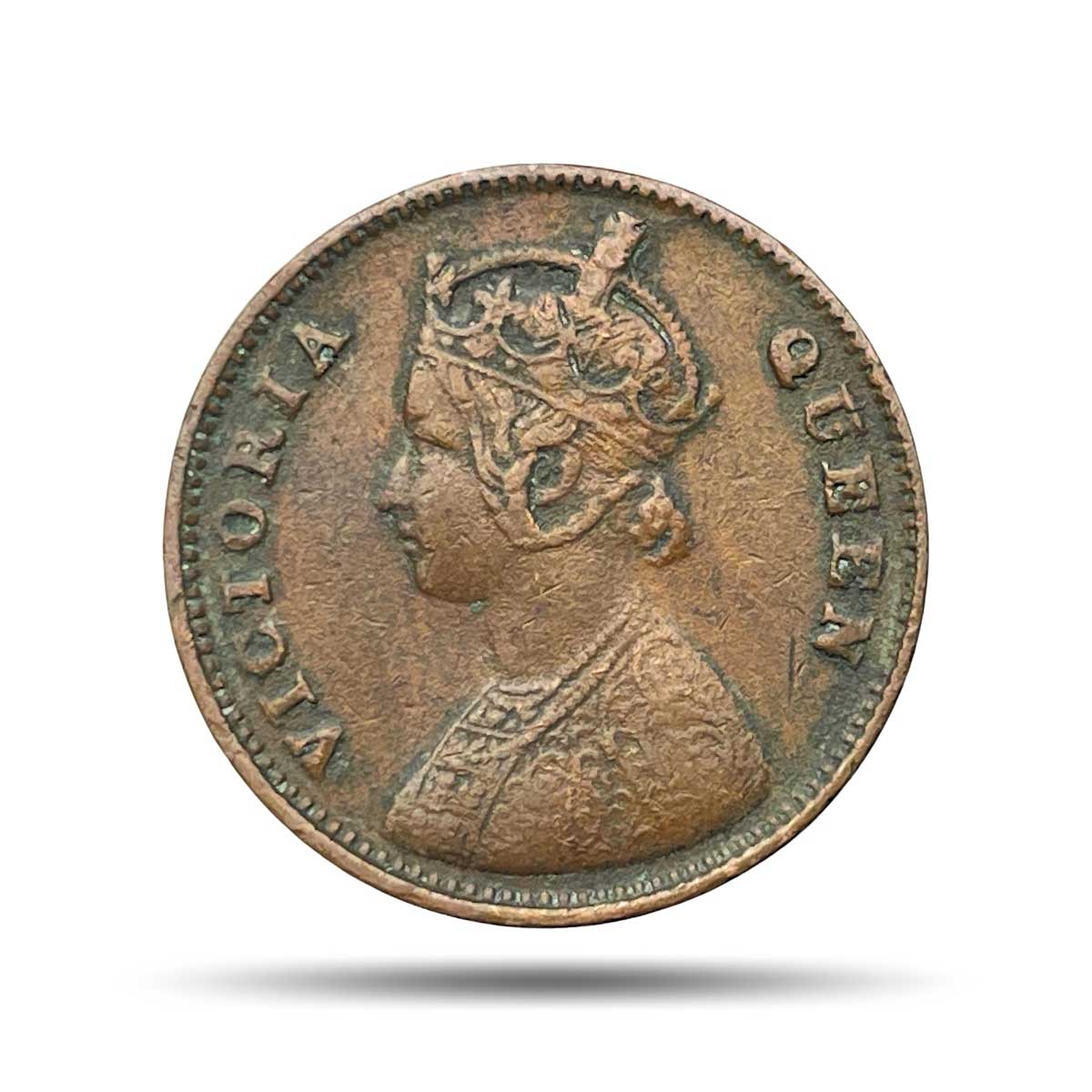 Quarter Anna Victoria Queen 1862 Copper Coin, British India Uniform Coinage, Collectible.