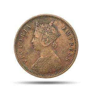 One Quarter Anna Victoria Empress 1886 Bombay Mint (Obv B, Rev I) Copper Coin, British India Uniform Coinage, Collectible.