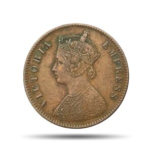 One Quarter Anna Victoria Empress 1891 Calcutta Mint (Obv B, Rev II) Copper Coin, British India Uniform Coinage, Collectible.
