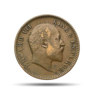 One Quarter Anna Edward VII King & Emperor 1908 Calcutta Mint Bronze Coin, British India Uniform Coinage, Collectible.