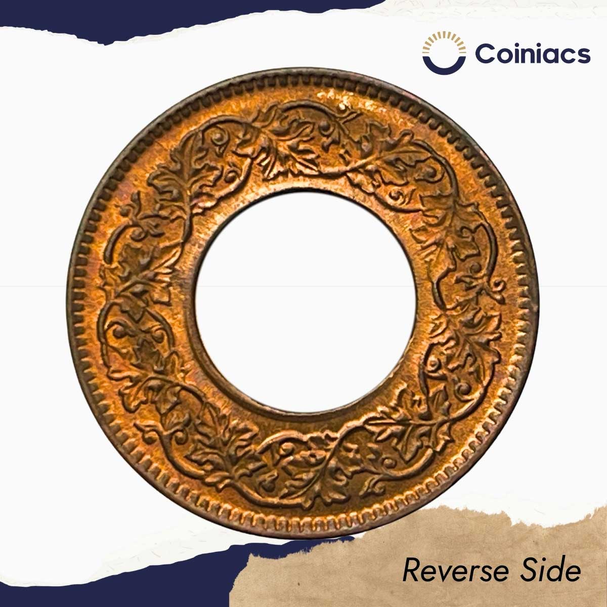 UNC 1 Pice (Hole Pice) George VI King Emperor 1943 Bombay Miny Bronze Coin, British India Uniform Coinage, UNC - Image 3