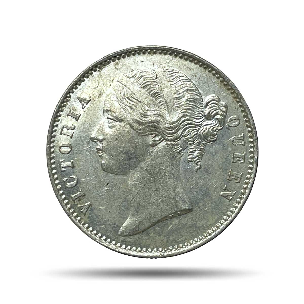 UNC One Rupee Victoria Queen 1840 Divided Legend W.W. (Re-engraved hair) Silver Coin, British India Uniform Coinage, UNC.