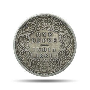 Rare One Rupee Victoria Empress 1881(Key Date) 'C' Incused Calcutta Mint Silver Coin, British India Uniform Coinage, Collectible.