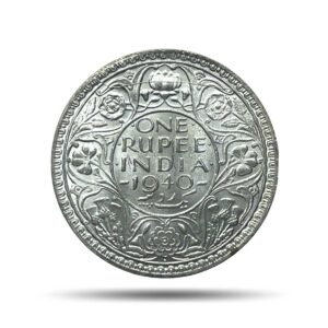 UNC Scarce One Rupee George VI King Emperor 1940 Bombay Mint Silver Coin, British India Uniform Coinage, UNC.