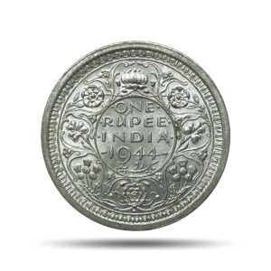UNC Scarce One Rupee George VI King Emperor 1944 Bombay Mint Silver Coin, British India Uniform Coinage, UNC.