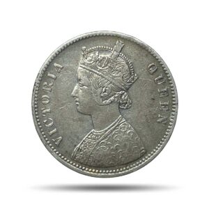 One Rupee Victoria Queen 1874 (Obv A1, Rev II) Calcutta Mint Silver Coin, British India Uniform Coinage, Collectable.